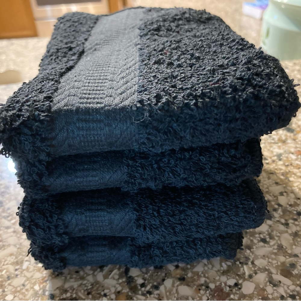 Black Washcloths - Set of 4